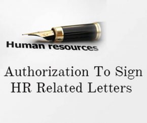 Authorization to Sign HR Related Letters
