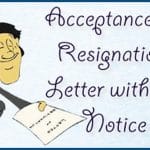 Acceptance of Resignation Letter without Notice