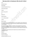 Format Warning letter to employee who refuse to work