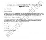 Announcement Letter Format for Discontinuing Special Leave