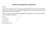 Half Day Leave Application Email Format, Sample Half Day Leave Mail