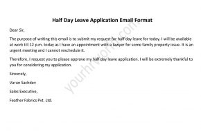 one day leave letter format for office