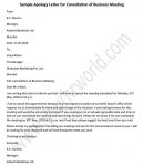 Apology Letter for Cancellation of Business Meeting, Sample Apology Letter