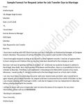 Sample Job Transfer Request Letter format due to marriage