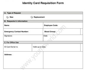 New Employee ID Card Request Form - Identity Card Application Word Format