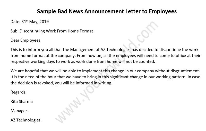 Sample Letter For Employee from www.yourhrworld.com