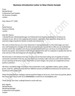 Business Introduction Letter to New Clients - Sample Introduction Letter