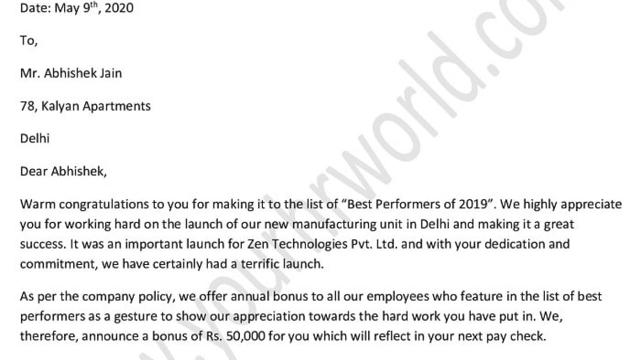 Working Letter To Employee from www.yourhrworld.com