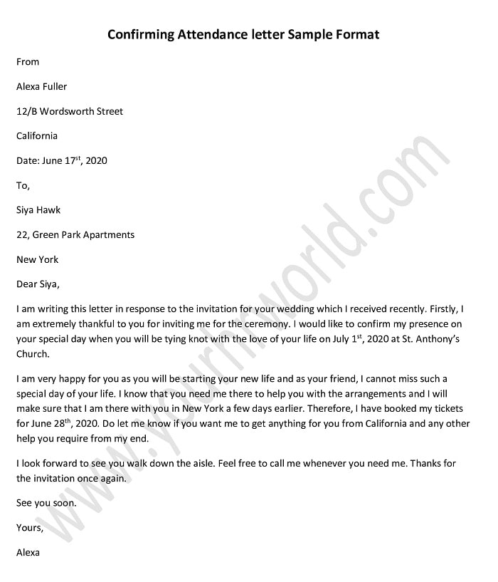 Confirming Attendance Letter Confirmation Letter Format confirming-attendance-letter-confirmation-letter-format