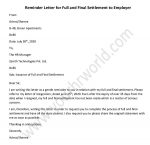 Reminder Letter For Full and Final Settlement to Employer
