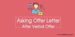 Formal Offer letter after verbal Job offer