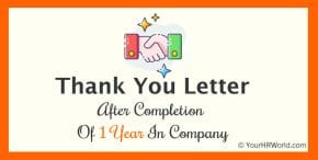 1 Year Completion in Company Thank You Letter