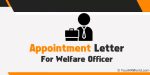 Appointment Letter Format For Welfare Officer