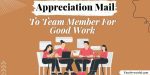 Appreciation Mail to Team Member for Good Work
